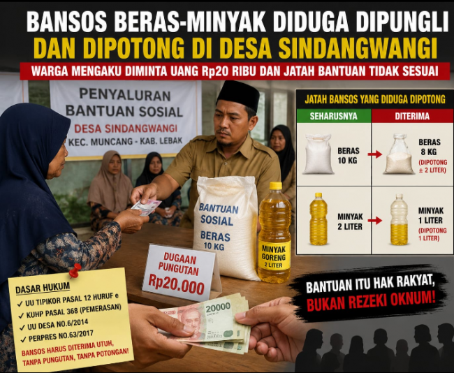 Dugaan Pungli & Pemangkasan Bansos di Desa Sindangwangi, Warga Dipaksa Bayar Rp20 Ribu, Jatah Beras-Minyak Dikurangi Seenaknya